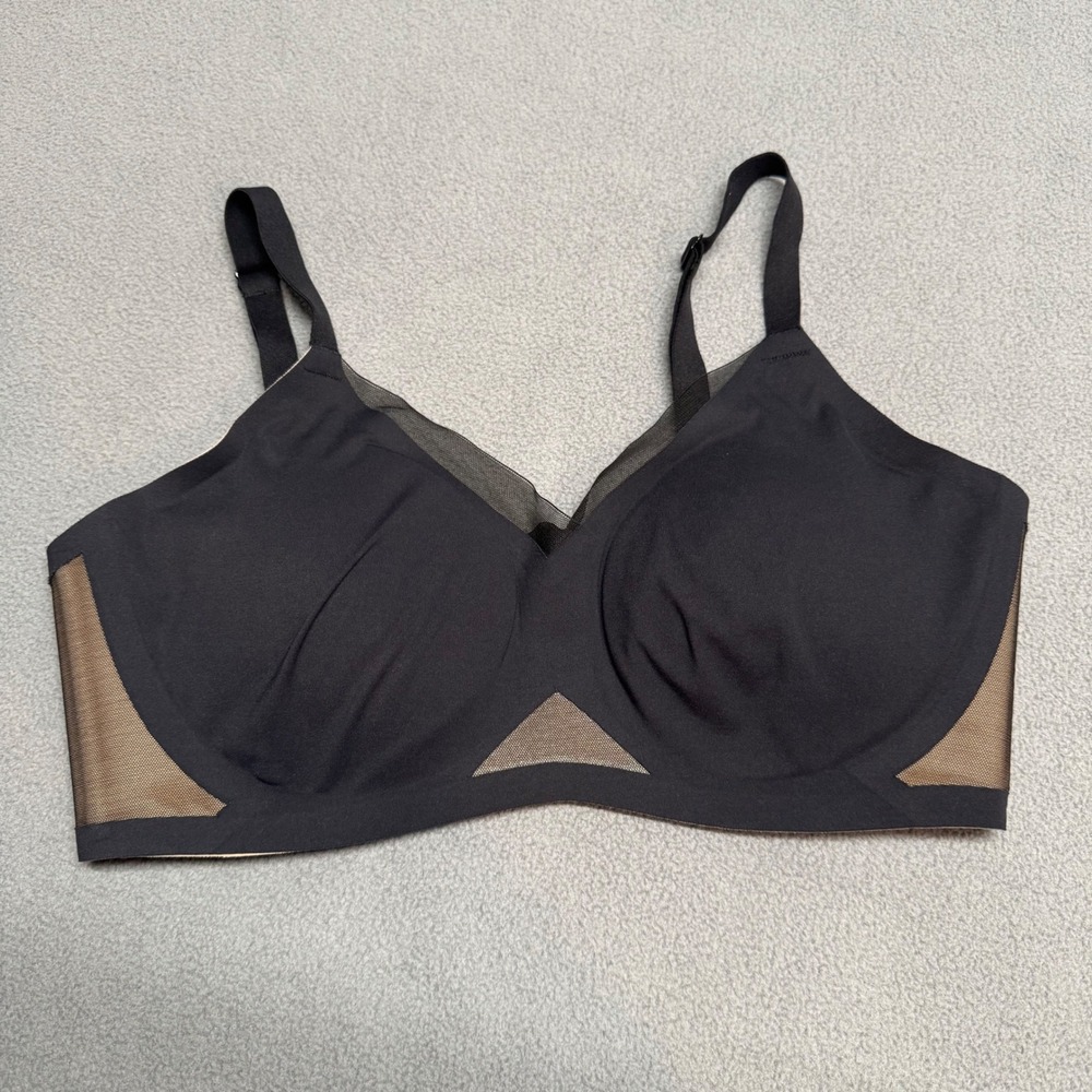 Honeylove Crossover Bra Wireless Support Mesh Panels Size M Black Comfy Soft